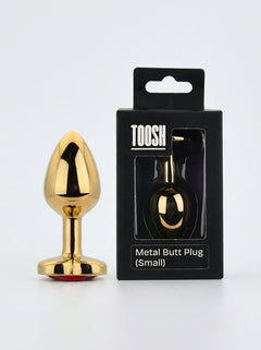Toosh Heart Shaped Metal Butt Plug with Red Stone - S, M and L, body-safe metal Butt Plug designed for comfortable intimate use