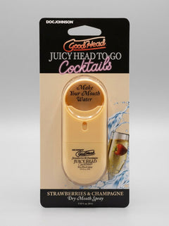 GoodHead Juicy Head Cocktails Dry Mouth Salivating Oral Spray Strawberries and Champagne To-Go product packaging front