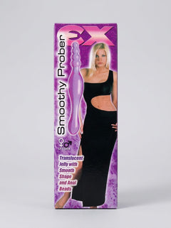 Smoothy Prober Double-Ended Textured Jelly Anal Dildo, versatile water-based lubricant compatible double-ended anal dildo
