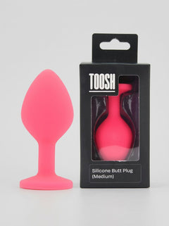 Toosh Silicone Butt Plug with Clear Gem Base - 3 colours and 3 sizes available, wide-base silicone butt plug