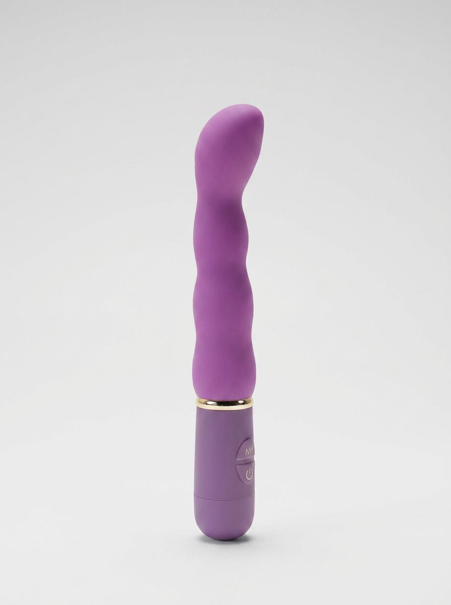Purple Me You Us Bliss silicone G-Spot vibrator with curved design for targeted pleasure, shown on a neutral background.
