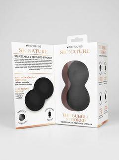 Me You Us Signature The Bubble Dual Ended Stroker displayed as a compact luxury stroker for solo pleasure