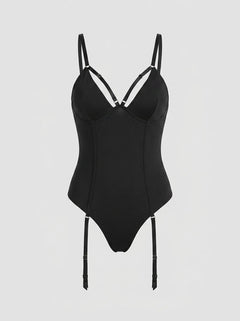 Feminine yet fierce Pink Lipstick Garter Bodysuit, ideal for enhancing the silhouette while making an unforgettable impression.