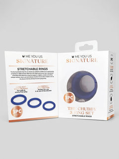 Me You Us Signature The Chubby Silicone Cock Ring 3Pc Set, water-based lubricant compatible cock ring set