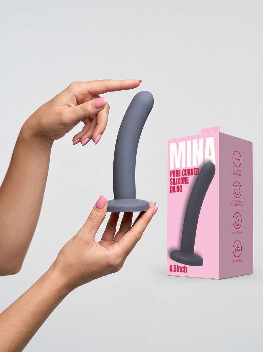 MINA Pure Curved Silicone Dildo, 6.5 inches, realistic design in smooth silicone material, for adult pleasure and intimate use.
