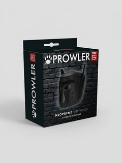 Refined Prowler RED Neoprene Puppy Hood emphasizing the luxurious neoprene material, crafted for secure fit and partnered beautifully with other pet play accessories.