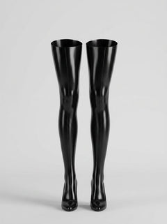 Close-up of Latex Stockings - Unmissable Latex Stockings for a Dazzling Look, highlighting the exquisite details and the irresistible sexy appeal of premium latex.
