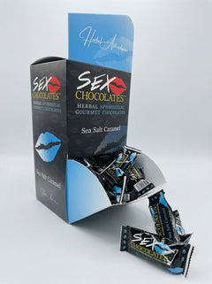 Two 10g pieces of Sweet Treats Sex Chocolate, gourmet aphrodisiac indulgence for enhanced romantic moments.