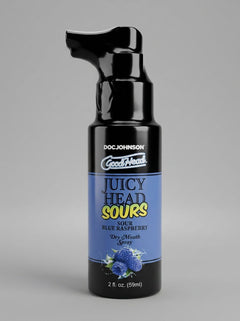 Elegant bottle of GoodHead Juicy Head Sours Dry Mouth Spray Sour Blue Raspberry 50ml, the finest dry mouth spray for intimate moments.