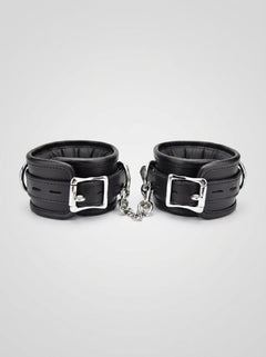 Decorative BOUND Leather Ankle Restraints featuring a versatile detachable double trigger hook chain.