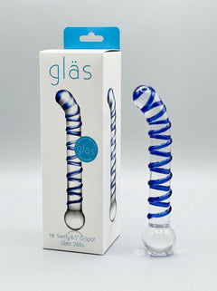 Glas 6.5 Inch Mr Swirly G Spot Glass Dildo - Stunning visual of the sleek glass showcasing its beautiful curves.
