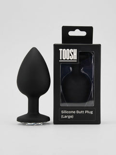 Toosh Silicone Butt Plug with Clear Gem Base - 3 colours and 3 sizes available, clear gem silicone butt plug base