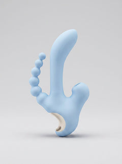 Artistic presentation of the Sky Cirrus Three Way Vibrator, emphasizing its dual motor system designed for powerful 3 in 1 enjoyment.