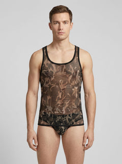 Envy BEV015 fishnet sport tank in camouflage