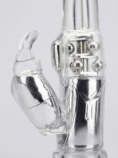 Close-up of the Jessica Rabbit Ultimate XXTRA G Vibrator's rotating metal beads, enhancing your experience as a luxury Rabbit vibrator.