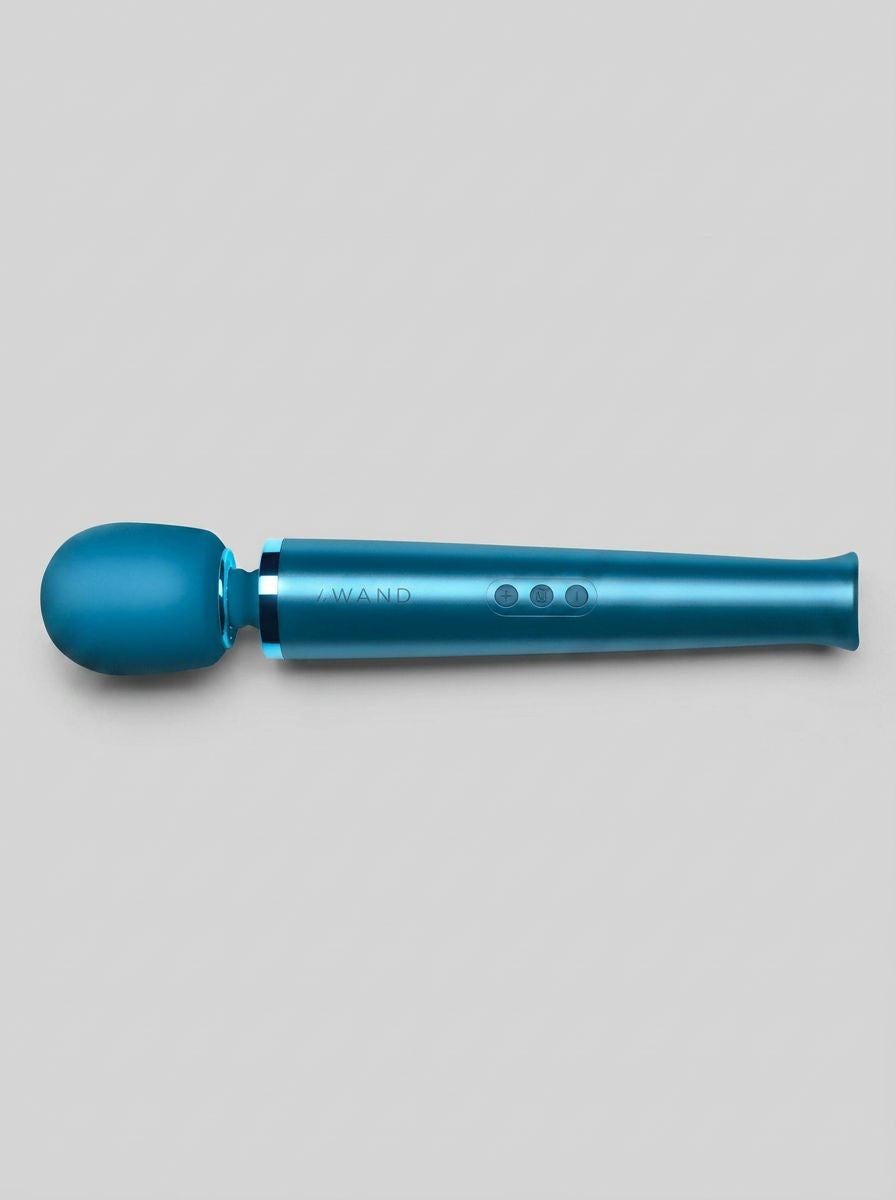 Blue Le Wand Rechargeable Massager, a luxury wand vibrator with a sleek design and powerful motor for personal relaxation.