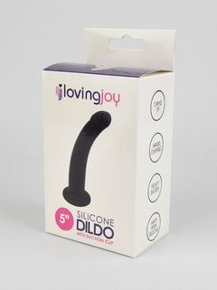 Beginners Curved 5 inch Silicone Dildo with Suction Cup, secure base for hands-free play