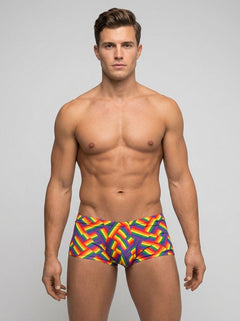 Male Power Mini Short - Available in Pink or Turquoise Lace, or Rainbow Stripe