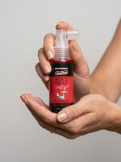 Elegant packaging of GoodHead Juicy Head Cocktails Dry Mouth Spray, Vegan Friendly and Paraben-Free, designed for intimate moments.