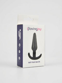 Loving Joy Black Butt Plug for Beginners – 4.5 Inch, ideal for those exploring anal play, featuring a chic design and discreet profile.