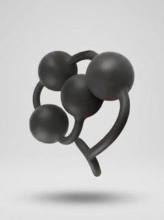 Close-up of Large Silicone Anal Beads for Advanced Play in 3 Sizes by Scandals, highlighting the firm pull ring for safe use.