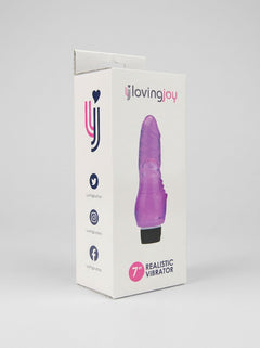 Loving Joy 7-inch realistic purple dildo vibrator with multi-speed control, soft texture, and detailed design for pleasure.