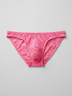 Pink floral lace men’s bikini underwear