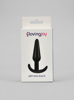 Loving Joy Black Butt Plug for Beginners – 4.5 Inch, luxury anal toy suitable for solo or partner play, emphasizing comfort and ease of use.
