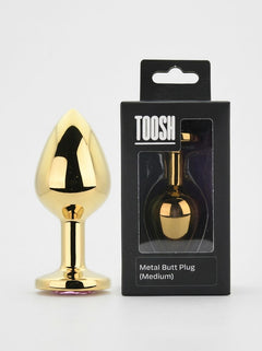 Toosh Metal Butt Plug With Gems - Aluminium Alloy, Jewelled Base, Beginner Friendly metal butt plug with decorative gemstone accent