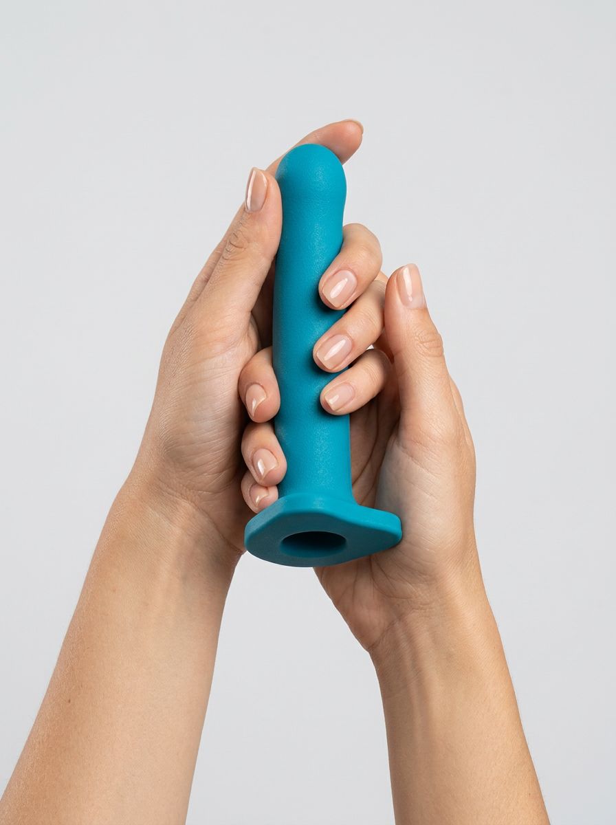 Sportsheets Merge Collection - Lennox - 8" Hollow Vibrating Silicone Dildo in emerald, luxury product view