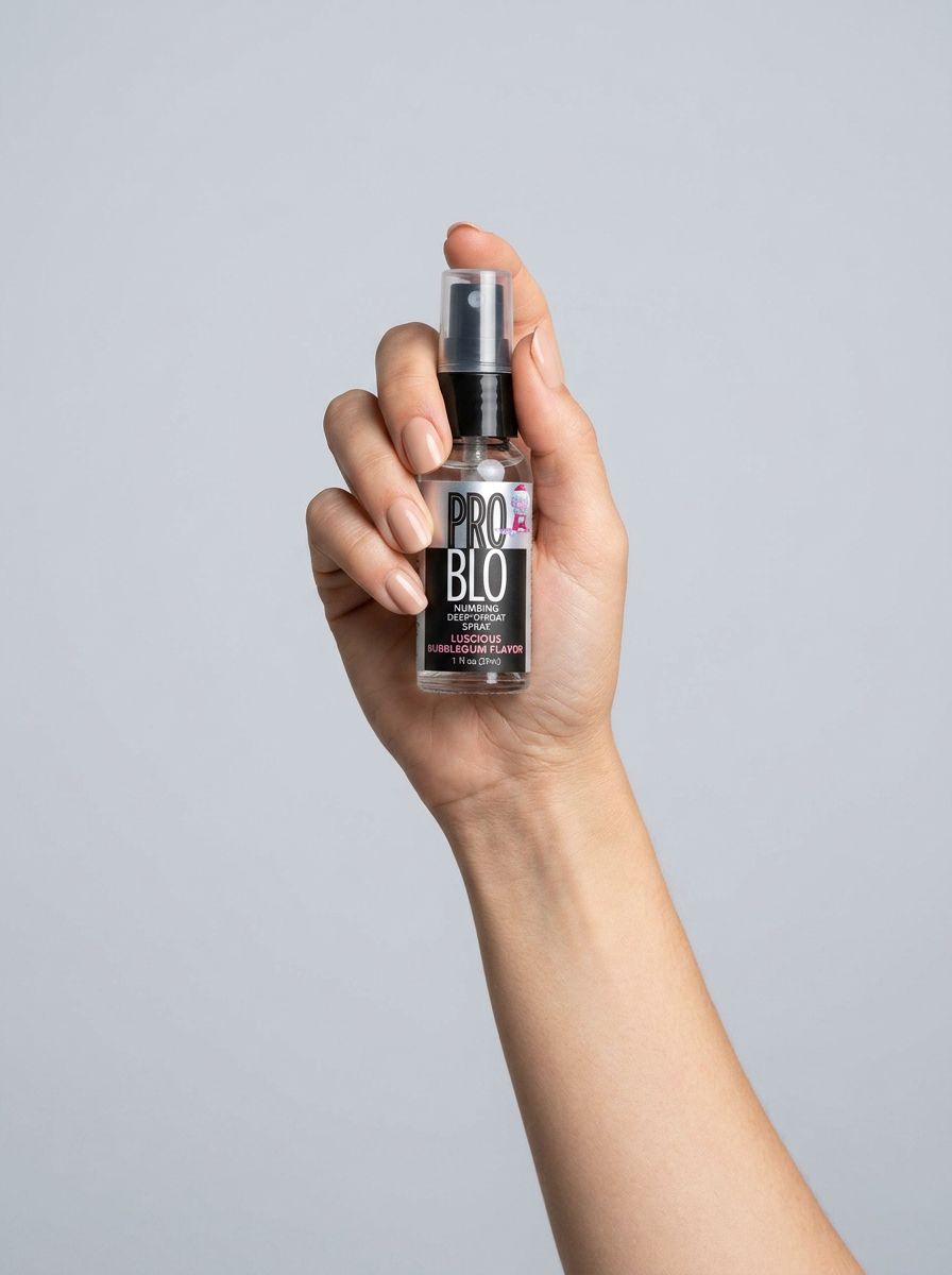 Pro Blo Numbing Deep Throat Spray Bubblegum 1oz - Luxurious numbing deep throat spray designed for enhanced comfort during intimate moments.