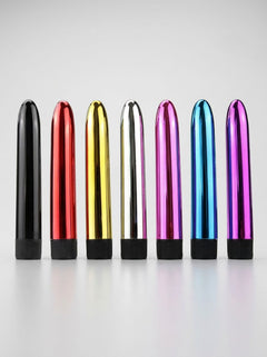Showcasing the Smooth Metallic Large 6.5" Metallic Bullet Vibrator, a perfect blend of elegance and functionality in intimate toys.