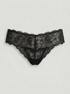 René Rofé Crotchless Lace Love Story thong in delicate luxury lingerie with intricate lace details and a flattering fit.
