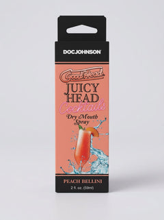 GoodHead Juicy Head Cocktails Dry Mouth Salivating Oral Spray Peach Bellini 59ml product box front