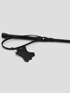 Bound Noir Nubuck leather BDSM riding crop with a sleek handle and durable shaft for impact play and control.