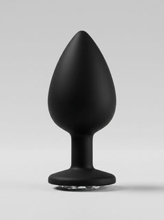 Toosh Silicone Butt Plug with Clear Gem Base - 3 colours and 3 sizes available, luxury black silicone butt plug