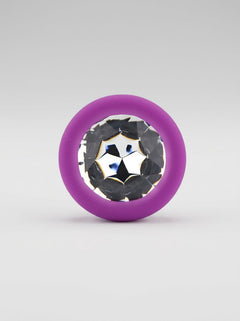 Toosh Silicone Butt Plug with Clear Gem Base - 3 colours and 3 sizes available, silicone butt plug flared base detail