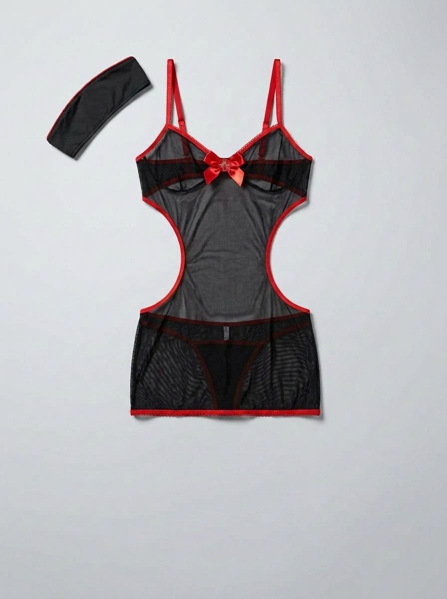 Baci Midnight Shift sheer sexy nurse costume mini dress with medical-themed details and fitted design for adult costumes.