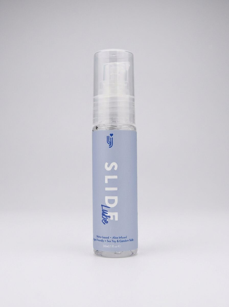 Loving Joy water-based lubricant bottle with aloe infusion, pH neutral, vegan formula, safe for toys and condoms