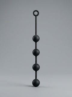 Sleek representation of Prowler RED Silicone Anal Beads displayed upright, highlighting their luxurious tapered design.