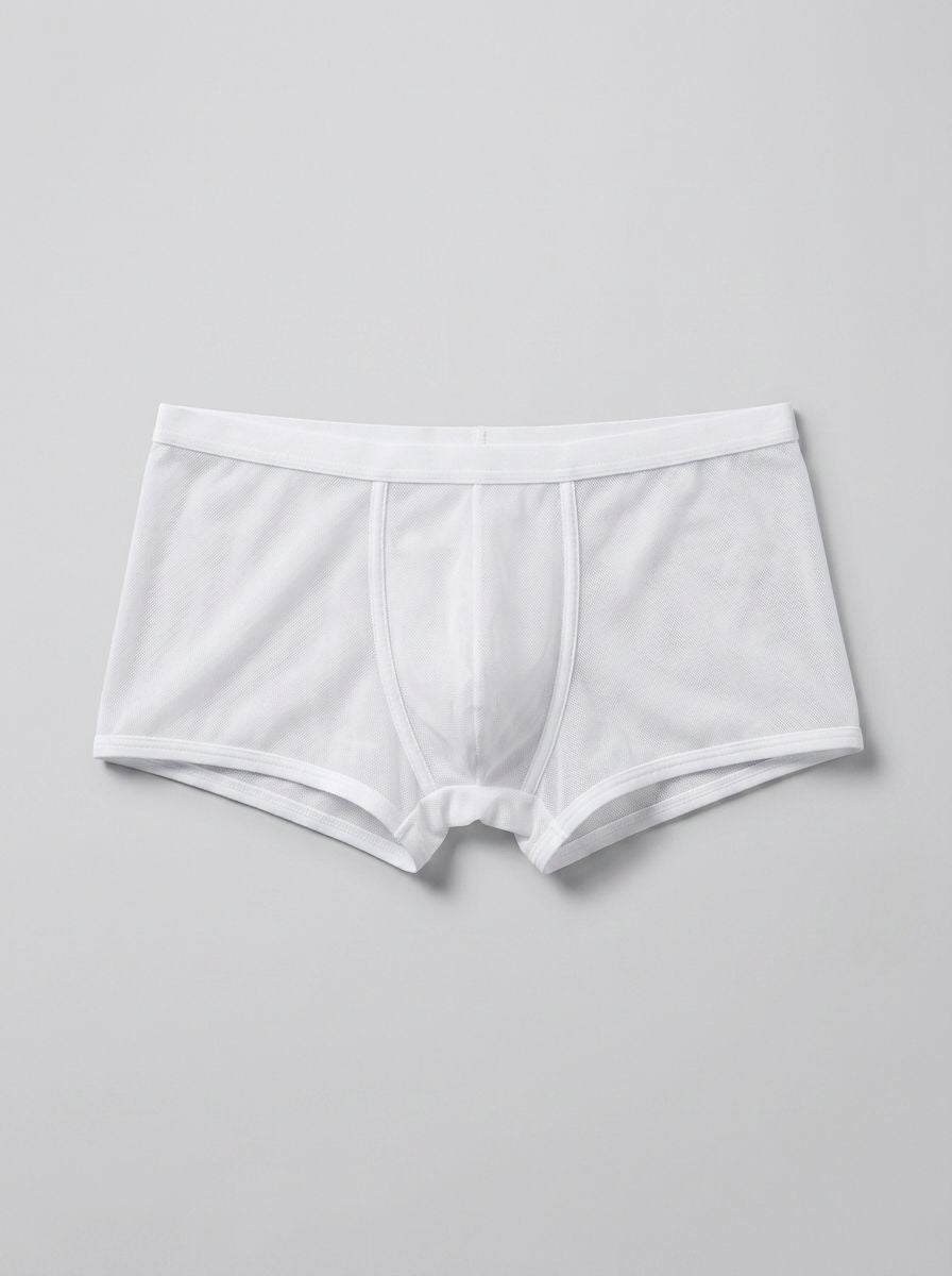 Male Power Micro Mini Pouch Short men's briefs in black and white mesh, featuring a snug fit and minimal design.