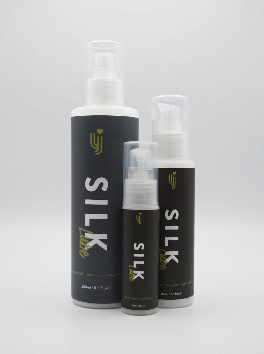 Loving Joy Silk Hybrid Lubricant - Long-Lasting, Vegan-Friendly & Paraben-Free Formula bottle, premium Hybrid Lubricant for smooth intimate use