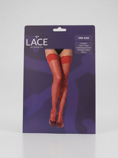 Luxurious Lace by LJ Fishnet Thigh High Stockings with Rhinestones, ideal for the fashion-forward individual who desires comfort with flair.