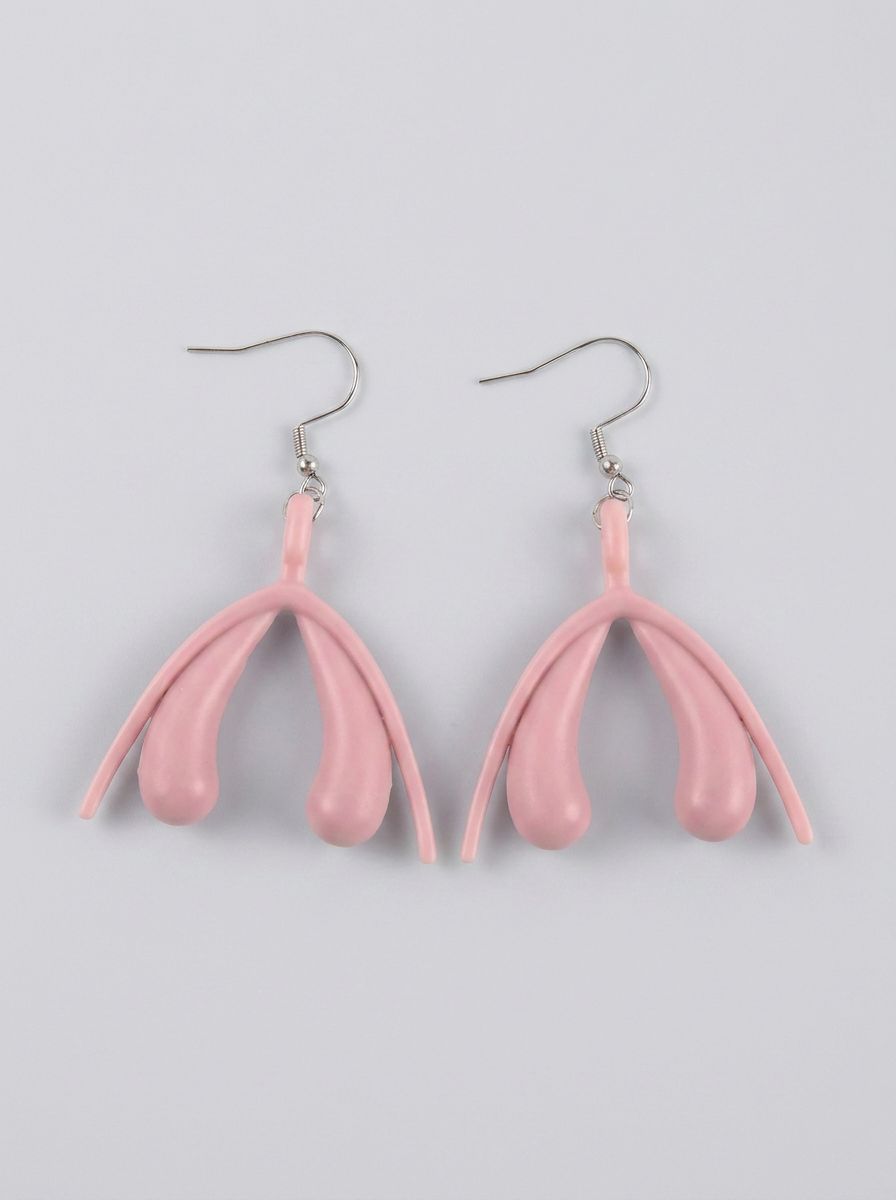 Stylish Minimalist 3D Printed Clitoris Drop Earrings featuring a unique anatomical-inspired shape, ideal for body-positive accessory lovers.