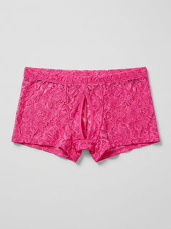 Double Pleasure Open Front Lace Boxer - Available in White, Turquoise or Pink