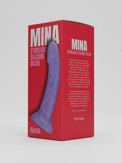 Purple Mina Starlight 7-inch silicone dildo with starry design by Loving Joy, featuring a smooth, realistic texture.