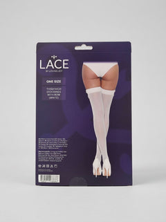 Lace by LJ Thigh High Stockings with Bow beautifully posed, perfect for style inspiration and highlighting the chic design of these exquisite stockings with bow.