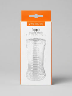 Transparent Ripple Dual End Stroker male masturbator by Me You Us with textured interior for enhanced stimulation.