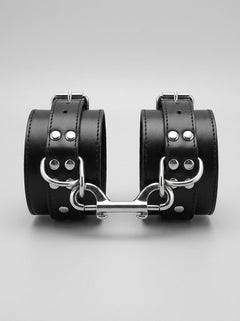 Leather cuffs of the Adjustable 24-38 Inch Leather Leg Spreader Bondage Bar - luxurious leg spreader bondage that combines style and comfort.