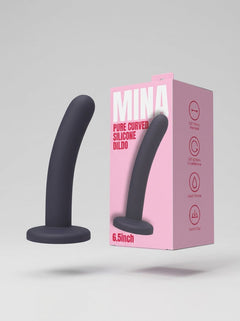 MINA Pure Curved Silicone Dildo, 6.5 inches, realistic design, smooth silicone material, flexible and body-safe for adult use.